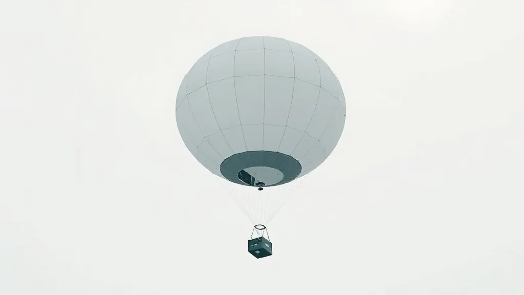 Diagram of a HIBAL high-altitude balloon: a large silvery balloon trailing a parachute and a small instrument package